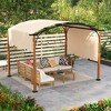 Costway 10 x 12 FT Outdoor Retractable Pergola with Retractable Canopy Wood Looking Posts Beige/Gray - 2 of 4