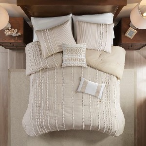 Sapphtopaz Comforter Set Embroidery Tufted Chenille Striped Printed Cotton Reversible Quilt Set 3 Piece 1 Quilt, 2 Pillow Shams - 1 of 4