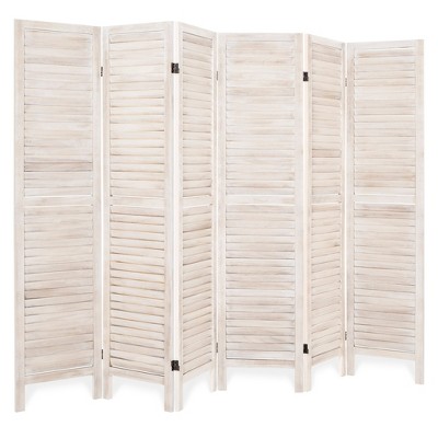 Best Choice Products 5.6ft Tall 6-Panel Folding Freestanding Wood Blind Style Room Divider Privacy Screen - Natural