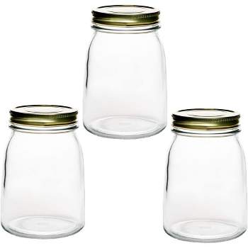 Bormioli Rocco Fido Collection, 2 Pack, 33¾ Oz. Food Storage Glass Jars,  Airtight Rubber Seal & Glass Lid, With Stainless Wire Clamp, Made In Italy.