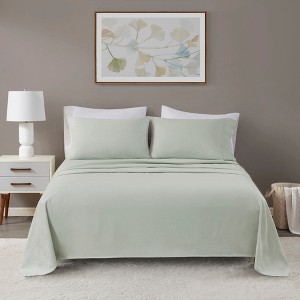 4 Pcs Elegant Oversized Cotton Flannel Sheet Sets, All Season Bedding Set, Cozy Home Textile fits Lux Bedroom Decor - 1 of 4