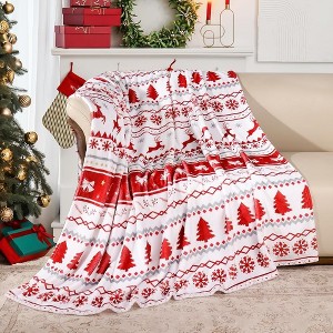Lomsoe Red Deer Blanket Christmas Throw Blanket Winter Holiday Bed Blanket Super Soft Flannel Blanket Cozy Fuzzy Plush Throw Blanket for Couch - 1 of 4