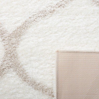 White and Silver Geometric Shag Synthetic 4' x 6' Rug