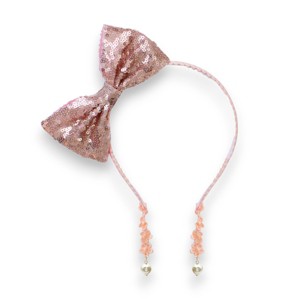 Summer Crystal - Sequin Bow Headband with Pearl Earring Pendants - 1 Pack - 1 of 4