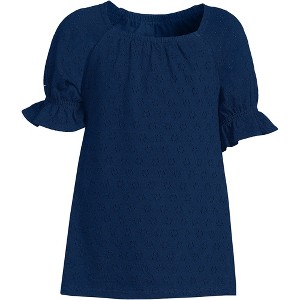 Lands' End Kids Plus Short Sleeve Eyelet Ruffle Sleeve Top - 1 of 2