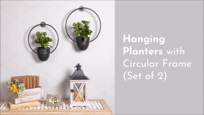 Black Iron 2-Piece Rustic Hanging Planter Set