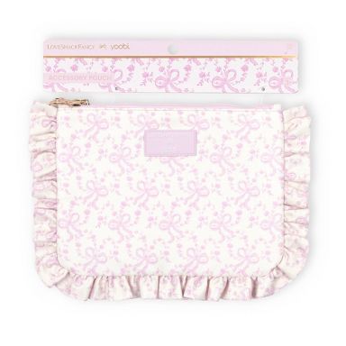 LoveShackFancy x Target - Yoobi Coquette Bow Flat Zip Pencil Case with Ruffles Chantilly