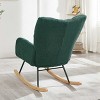 Rbied Metal Frame Rocking Chair Glider Chair Accent Chair for Living Room, Tufted Upholstered Teddy Fabric - 3 of 4