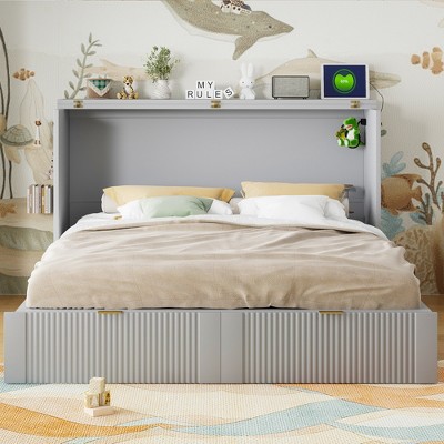 Whisen Clever Design Murphy Bed, Folded into a Cabinet with Drawer and USB Ports
