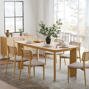 MAYEERTY 67" Wood Rectangle Dining Table for 4-6, Farmhouse Modern Kitchen & Dining Room Table - 1 of 4