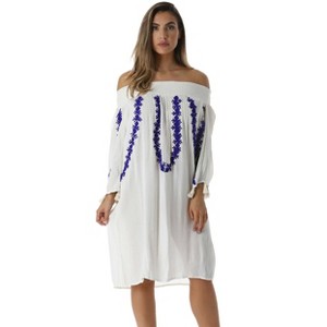Riviera Sun Embroidered Casual Dress with Smocking Top - 1 of 4