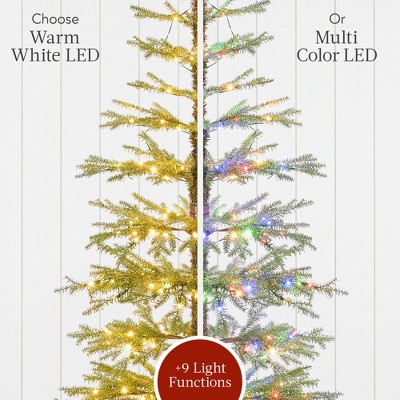 7.5ft Pre-Lit Sparse Pine Christmas Tree with Multicolor LED Lights