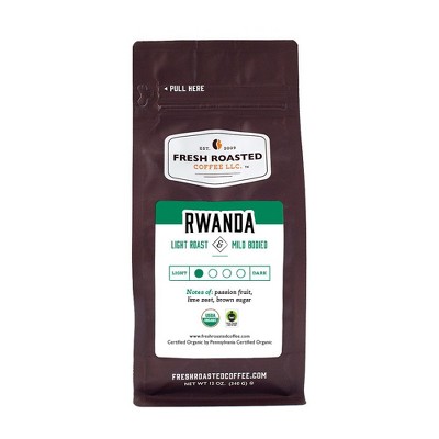 Fresh Roasted Coffee, Organic Rwandan Coffee, Light Roast Whole Bean - 12oz