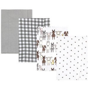 Luvable Friends Hudson Baby Flannel Burp Cloths 4pk Set - 1 of 2