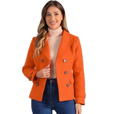 INSPIRE CHIC Women's Notched Lapel Double-Breasted Pea Coat