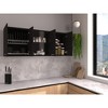 Wall Cabinet 24" H, four Doors, with two internal Shelves and internal plate and glass organizer, two Storage Shelves with two glass Doors, Black - 2 of 4