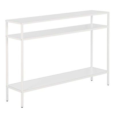 Matte White Steel Console Table with Shelves