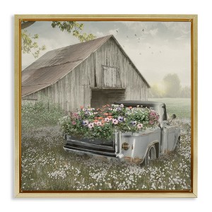 Stupell Industries Gathering Fragrance Flower Truck Floating Frame Canvas Art - 1 of 4