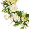 Northlight Peony and Rose Artificial Spring Wreath - White and Green - 24" - 4 of 4