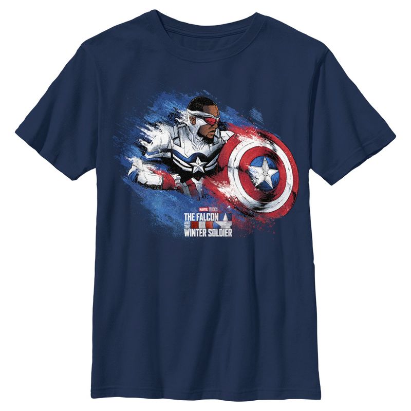 Boy's Marvel The Falcon and the Winter Soldier Captain America Paint T-Shirt, 1 of 5