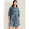 Allegra K Women's Elbow Sleeve Babydoll Mini Jean Shirt Dresses - 2 of 4