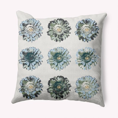 16"x16" Gypsy Floral Square Throw Pillow Green - e by design: Indoor Polyester Fill, Botanical Twill Decorative Cushion