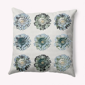 16"x16" Gypsy Floral Square Throw Pillow Green - e by design: Indoor Polyester Fill, Botanical Twill Decorative Cushion - 1 of 4