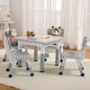 Kids Table and Chairs Set - 23" Height Adjustable Toddler Table with 4 Chairs, Erasable Art Desk for Preschool & Playroom (Ages 2-10) - 4 of 4