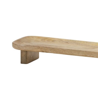 Melrose Natural Mango Wood Raised Serving Tray Set