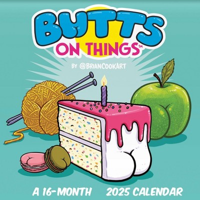 Trends International 2025 Butts On Things Wall Calendar: Monthly Art, 12x12", Paper, Saddle Stitch, All Ages, Multicolored