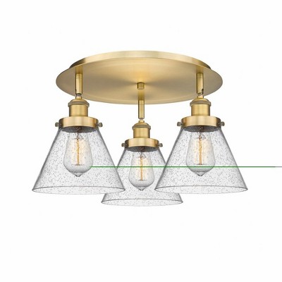 Cone - 3 Light Flush Mount In Art Deco Style-9.5 Inches Tall and 19.5 Inches Wide
