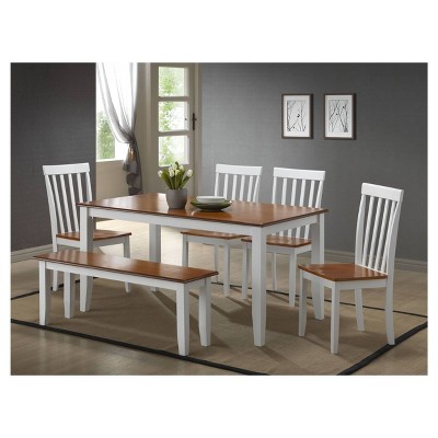 Bloomington 6-Piece White and Honey Oak Dining Set