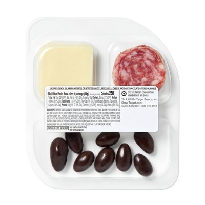Uncured Genoa Salami, Mozzarella Cheese & Dark Chocolate Covered Almonds Snacker 2.25oz - Good & Gather™