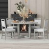 5 PCS Space-Saving Dining Set with Table, Round Table with MDF Radial Grain Tabletop, Upholstered Chairs with Rubberwood Frame-Coolbibila - 2 of 4