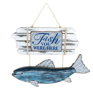 Beachcombers Fish You Were Here Sign 14 x 10.5 x 0.25 Inches. - 1 of 2