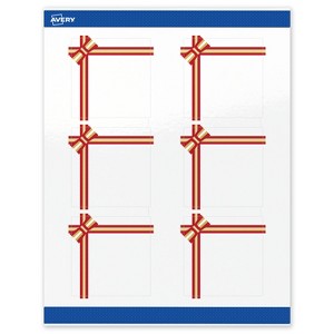 Avery Labels, 3" x 3", Gold-Red Gift Bow, Glossy, 60ct - 1 of 4