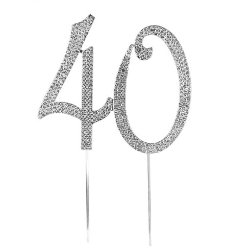 O'Creme Rhinestone Cake Topper - 4-Inch, Silver-Colored Letters