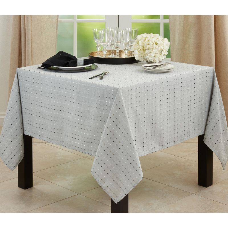 Saro Lifestyle Solid Color Tablecloth With Stitched Line Design, 1 of 5