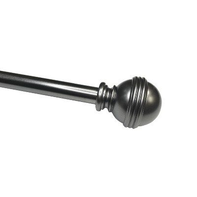 Versailles Adjustable Slate Steel Curtain Rod with Finial 36"-72"