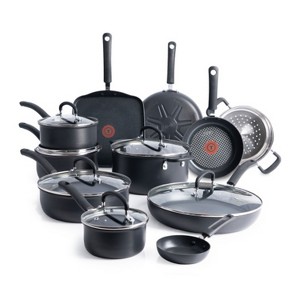 T-fal 17pc Hard Anodized Nonstick Cookware Set, Black - 1 of 4