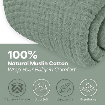 Fern Green King Size Muslin Cotton Throw Blanket
