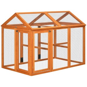 Resenkos Rabbit Hutch, Duck Cage Hutch,Chicken Coop,Wooden Chicken Run, Combinable Design with Perches,Orange - 1 of 4