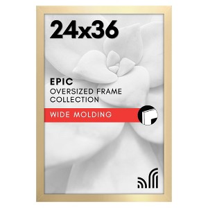 Americanflat 24x36 Poster Frame in Gold with Polished Plexiglass - Horizontal and Vertical Formats with Included Hanging Hardware - 1 of 4