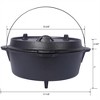 SKRAN pre-Seasoned Cast Iron Dutch Oven With Skillet Lid, Camping Deep Pot for Camping Cooking BBQ Baking Campfire, Leg Base, 12 Quart - 3 of 4