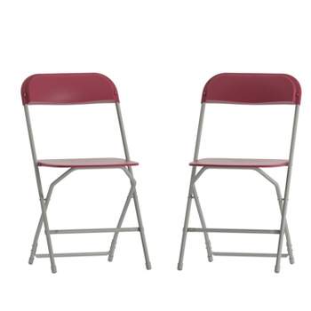 Emma and Oliver Set of 2 Stackable Folding Plastic Chairs - 650 LB Weight Capacity