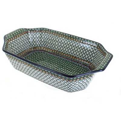 Blue Rose Polish Pottery Tranquility Deep Baker with Handles