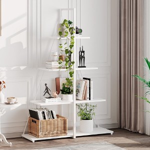 Whizmax 4 Tier Bookshelf,Bookcase Shelf Storage Organizer,Industrial Style Bookcase,Wooden Ladder Shelves Storage Organizer for Bedroom,Living Room - 1 of 4