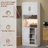 Kitchen Pantry Cabinet with Microwave Stand, Farmhouse Large Wood Storage Cabinet with Barn Doors & 2 Open Shelves - 4 of 4