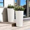 BENCMATE Planter, Weather-Resistant Planter with Three Drainage Holes, Tall Flower Pot for Patio Porch Entryway, 2PCS, White, 13 - 3 of 4