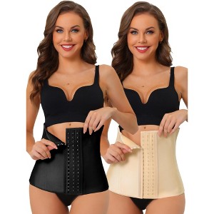 Allegra K Women's 3 Hooks Workout Tummy Control Weight Loss Waist Cinchers 2 Pcs - 1 of 4